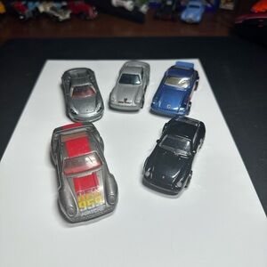 Hot wheels Porsches 5 car lot Die-Cast Toy Car Set - Silver, Blue, Black